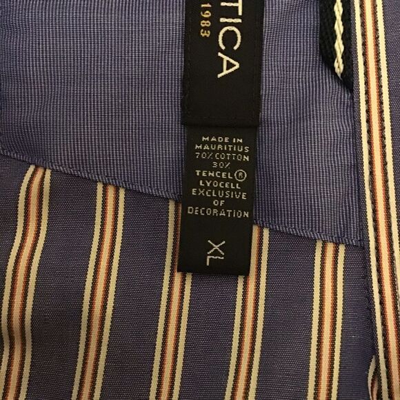 Nautica Blue Striped Button Up Shirt XL - Picture 5 of 6